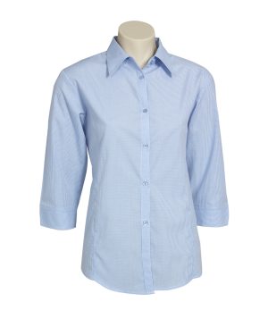 Ladies Micro Check 3/4 Sleeve Shirt